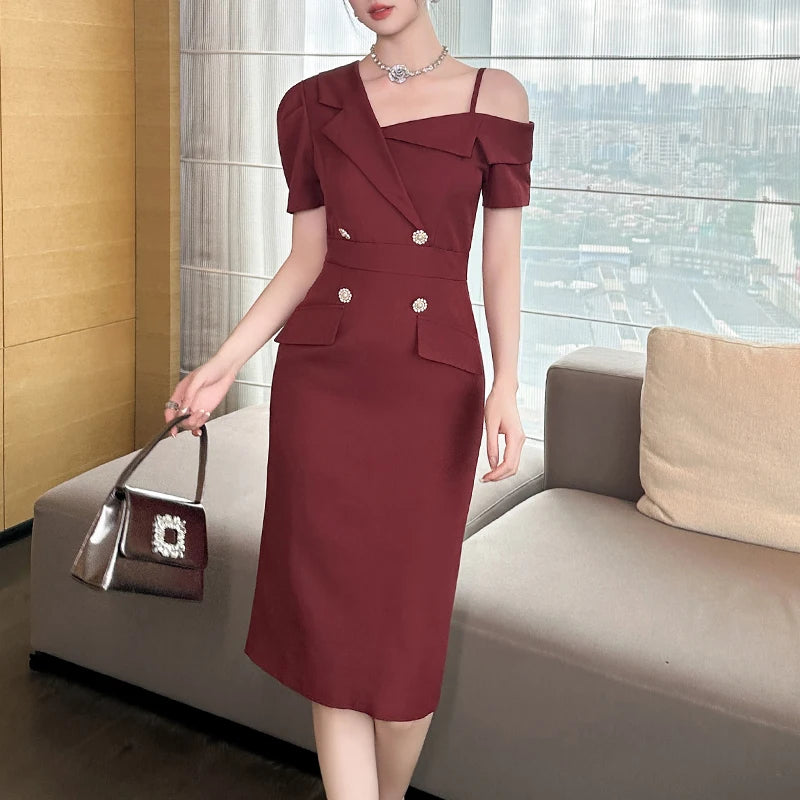 Elegant Off-Shoulder Dress – Summer Party & Office Outfit 💃”