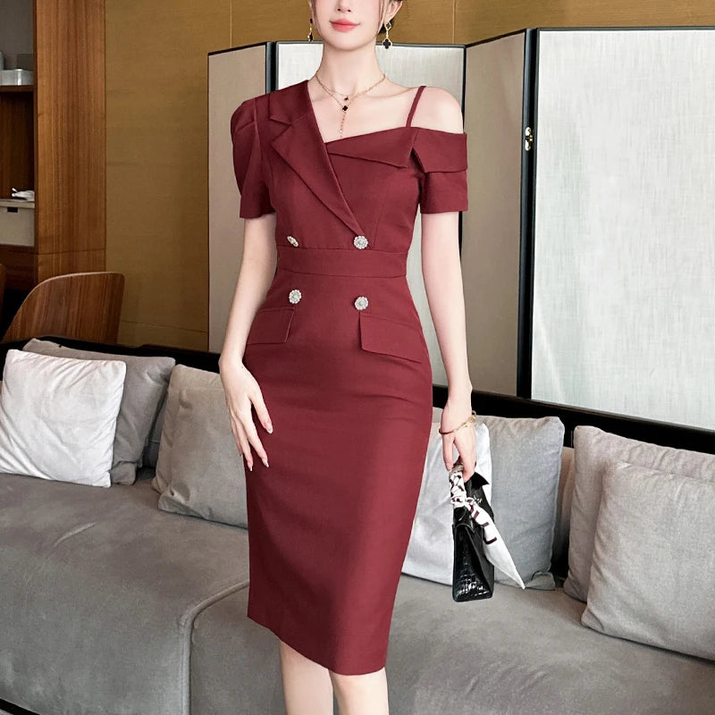 Elegant Off-Shoulder Dress – Summer Party & Office Outfit 💃”
