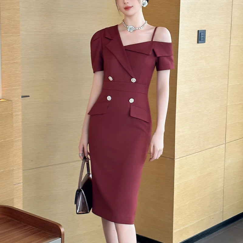 Elegant Off-Shoulder Dress – Summer Party & Office Outfit 💃”