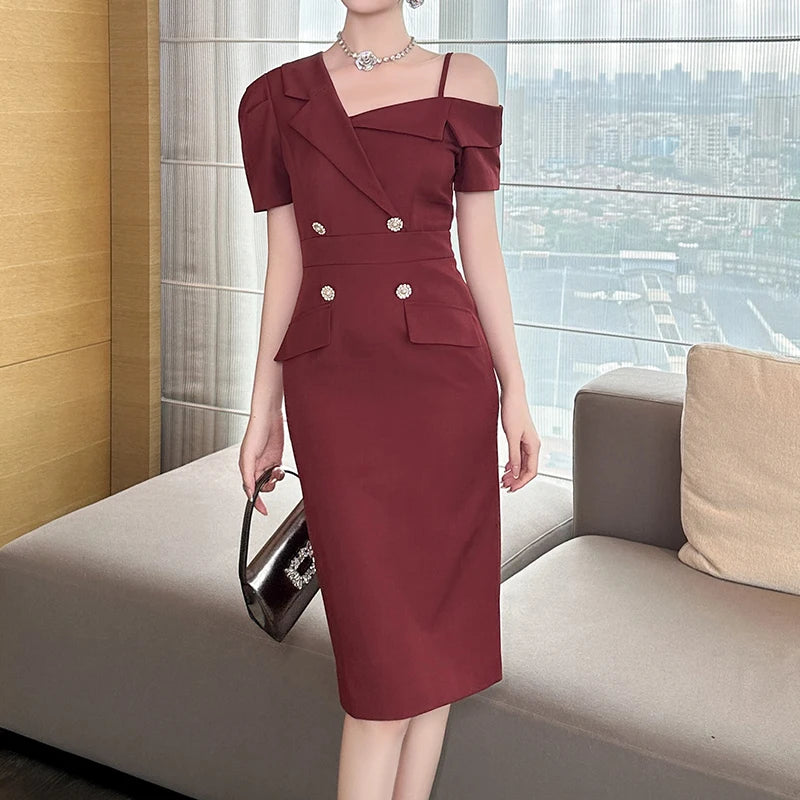 Elegant Off-Shoulder Dress – Summer Party & Office Outfit 💃”
