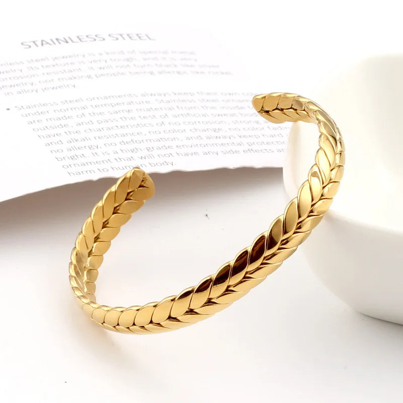 New Stainless Steel Geometric Zircon Bracelet Fashion Opening Adjustable Titanium Steel Women's Bracelet