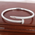 925 Sterling Silver Diamond Bezel Open Cuff Bangle – Micro Pave Rhodium Bracelet